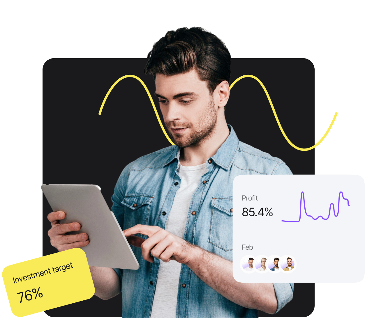 Happy man using phone