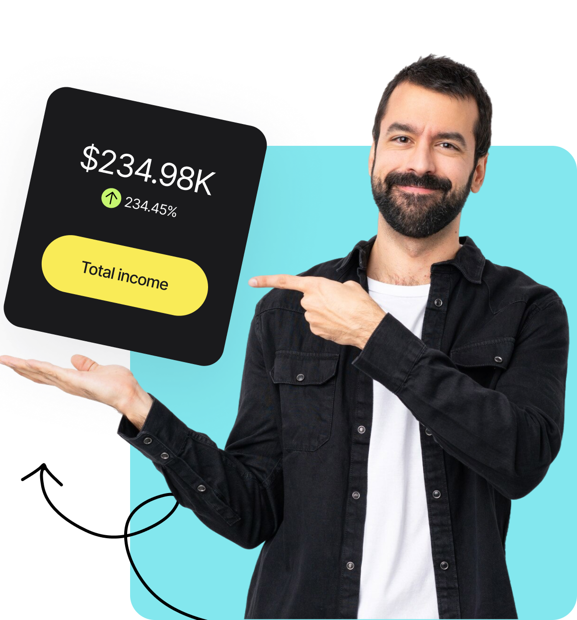 Happy man using phone